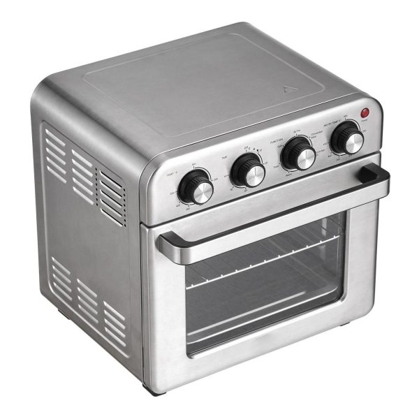 KFFKFF Multi-Use 18L Air Fryer Oven, 1700W, Stainless Steel, with Accessories Including Grill and Pizza Pan, Gloves, Accommodates 6 Toasts or 12-inch Pizza, Ideal for Home and Commercial Use
