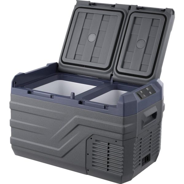 KFFKFF Portable Dual Zone Car Freezer, 25L Capacity, 12V Vehicle Cooler with -4a to 68a Adjustable Temperature, Compatible with 12/24V DC and 100-240V AC, Ideal for Camping, RV, and Outdoor Use