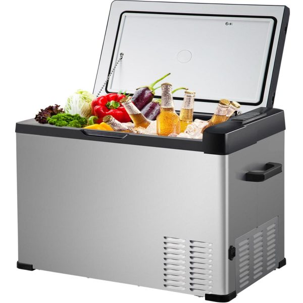 KFFKFF car refrigerator 42 qt, 12 volt single zone portable refrigerator, 12/24 volt dc and 110-240 volt ac compressor cooler, refrigeration range -4a refrigeration range, suitable for cars, trucks