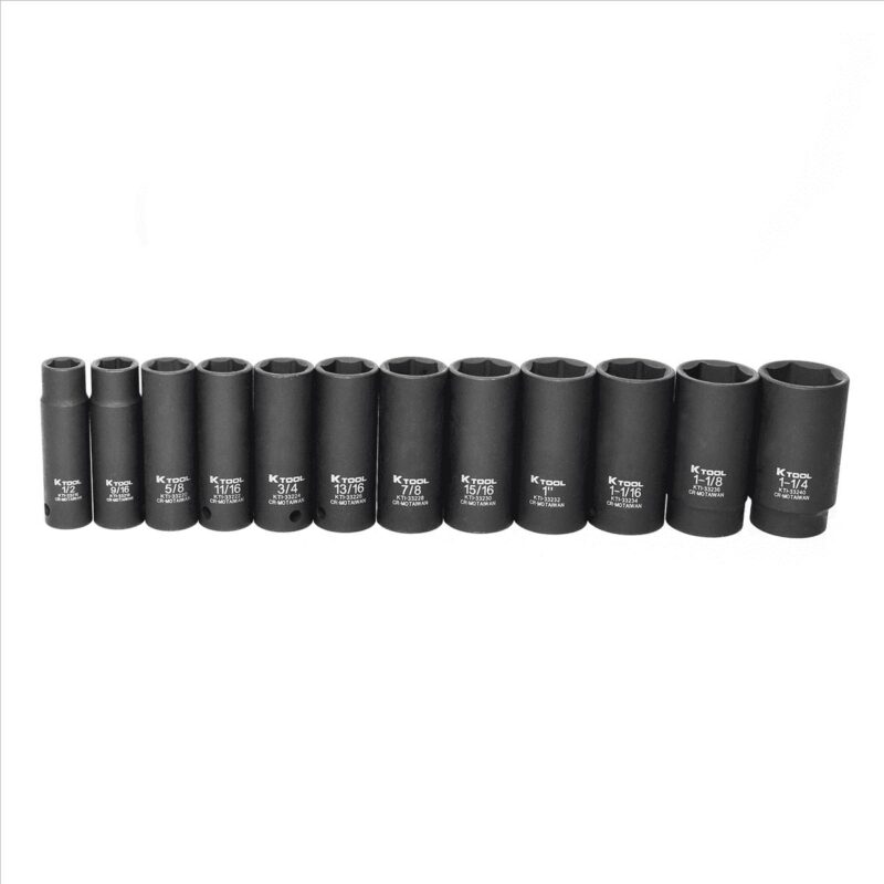 K Tool International Socket Set Impact SAE 6 pt. Deep 1/2 in. Dr 12 Pieces - Image 4