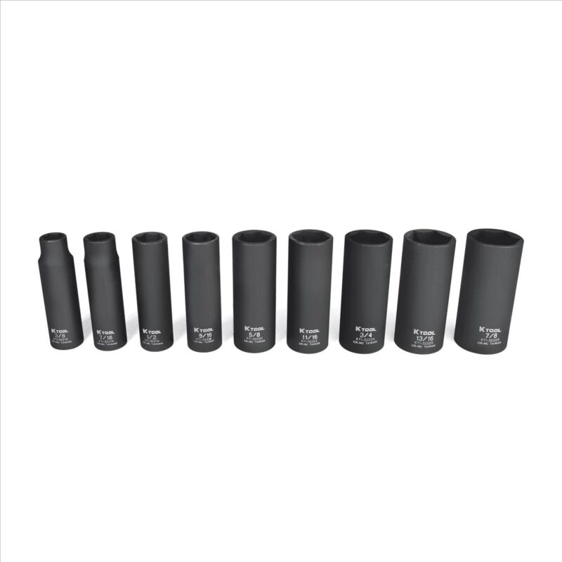 K Tool International Socket Set Impact SAE 6 pt. Deep 1/2 in. Dr 12 Pieces - Image 2