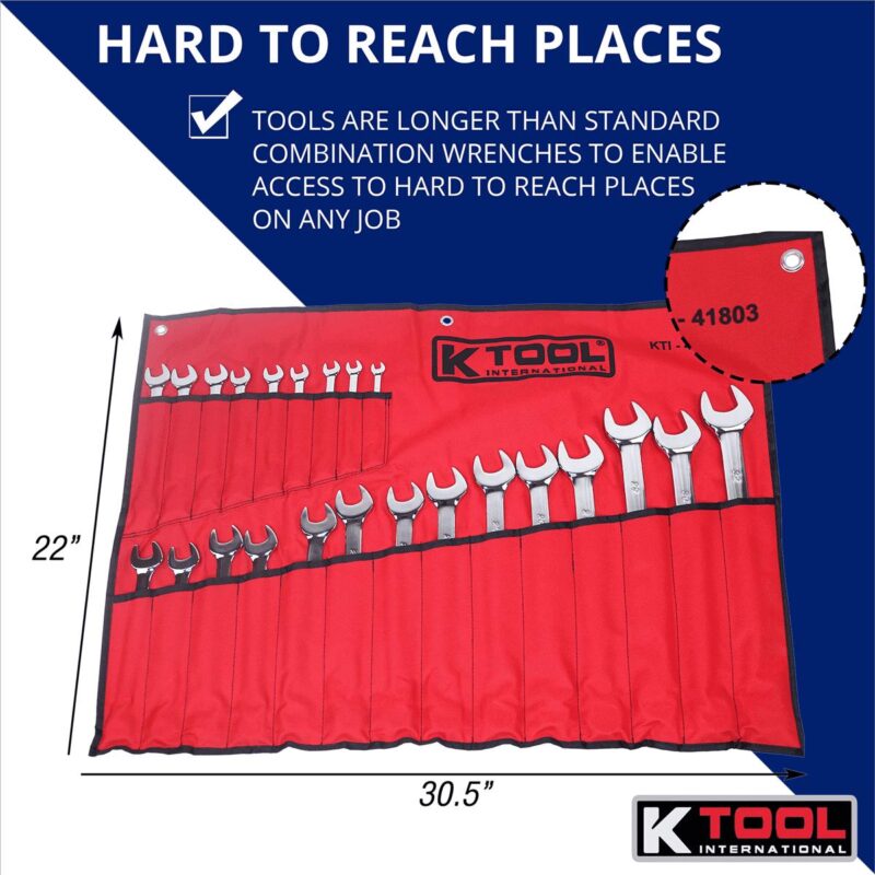 K-Tool KTI41803 Metric Combo Wrench Set, Heavy Duty Carrying Bag - Image 4