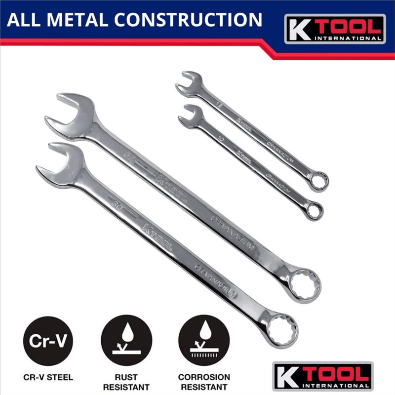 K-Tool KTI41803 Metric Combo Wrench Set, Heavy Duty Carrying Bag - Image 3