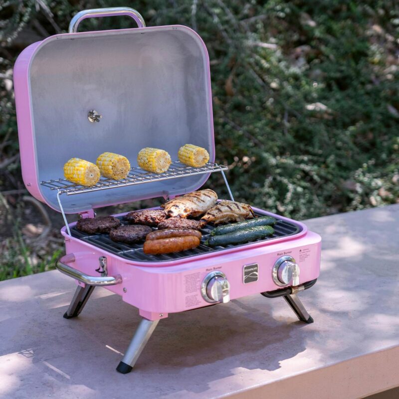 Kenmore 2-Burner Portable Tabletop Retro Gas Grill, Pink - Image 13