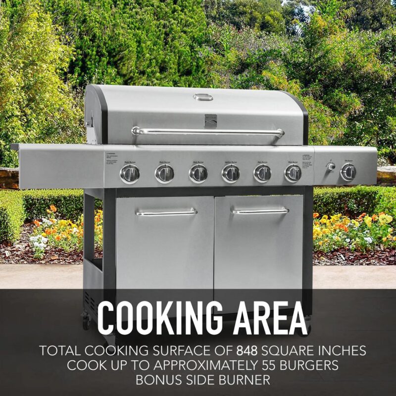 Kenmore 6-Burner Propane Gas Grill with Side Burner, PG-40611S0L, Stainless Steel with Black Trim - Image 3