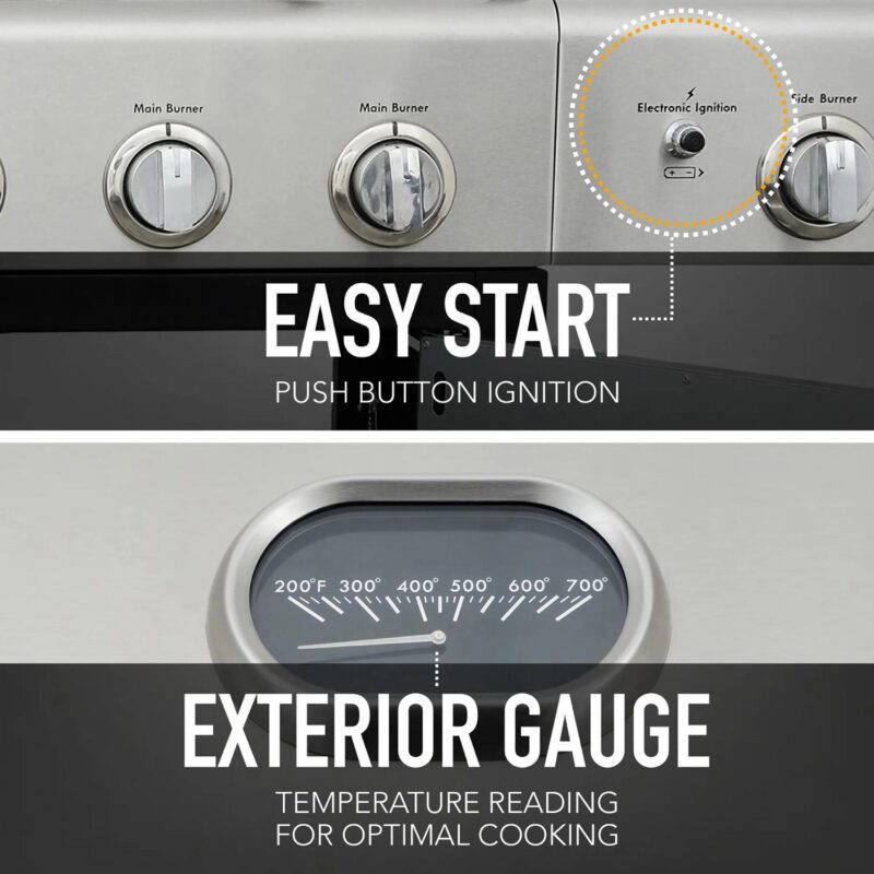 Kenmore 6-Burner Propane Gas Grill with Side Burner, PG-40611S0L, Stainless Steel with Black Trim - Image 5