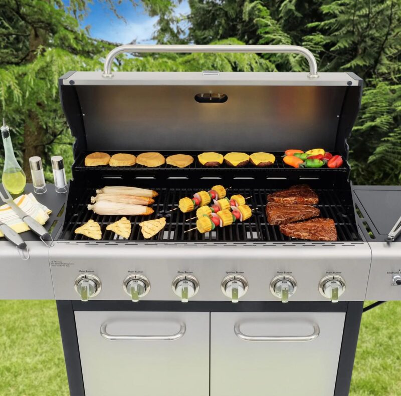 Kenmore 6-Burner Propane Gas Grill with Side Burner, PG-40611S0L, Stainless Steel with Black Trim - Image 2