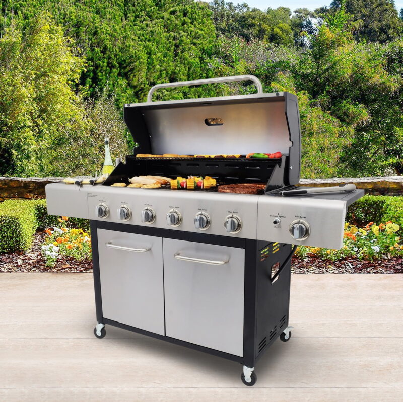 Kenmore 6-Burner Propane Gas Grill with Side Burner, PG-40611S0L, Stainless Steel with Black Trim - Image 10