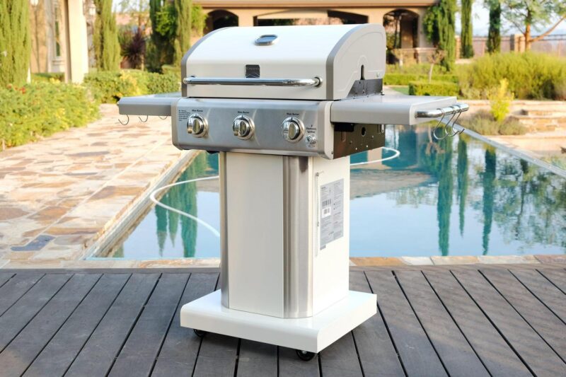 Kenmore Parrilla de Gas de 3 Quemadores, Parrilla para Barbacoa Al Aire Libre, Parrilla de Propano con Mesas Auxiliares Plegables, Blanco Perla - Image 12