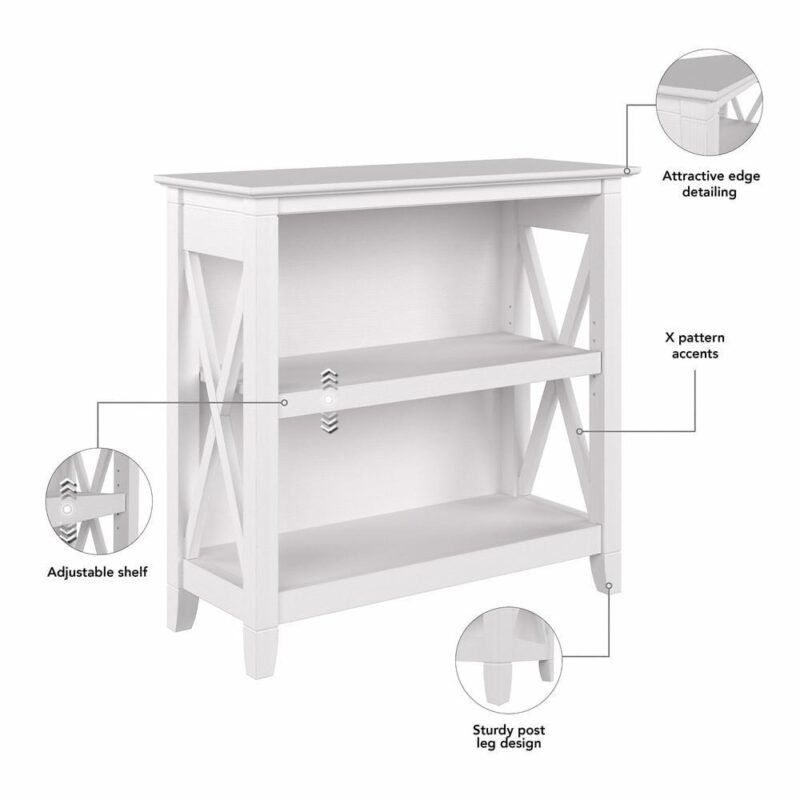 Key West Small 2 Shelf Bookcase in Pure White Oak - Engineered Wood - Image 6