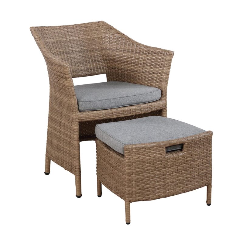 Kokoli All-Weather Conversation Set with Set of 2 Chairs with Ottomans and 17 H Accent Table - Image 4