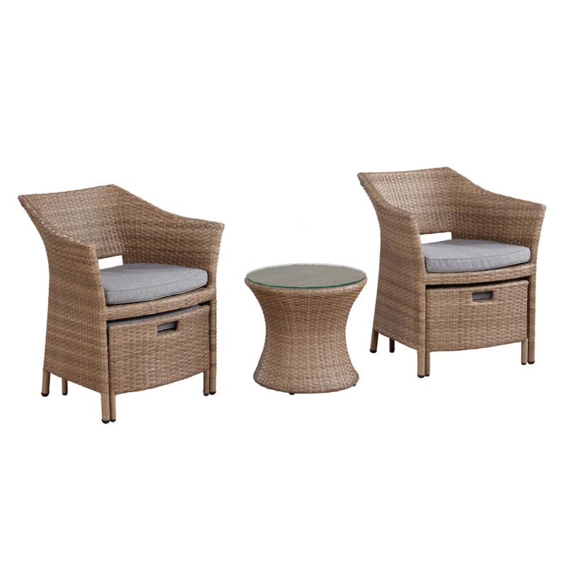 Kokoli All-Weather Conversation Set with Set of 2 Chairs with Ottomans and 17 H Accent Table - Image 3