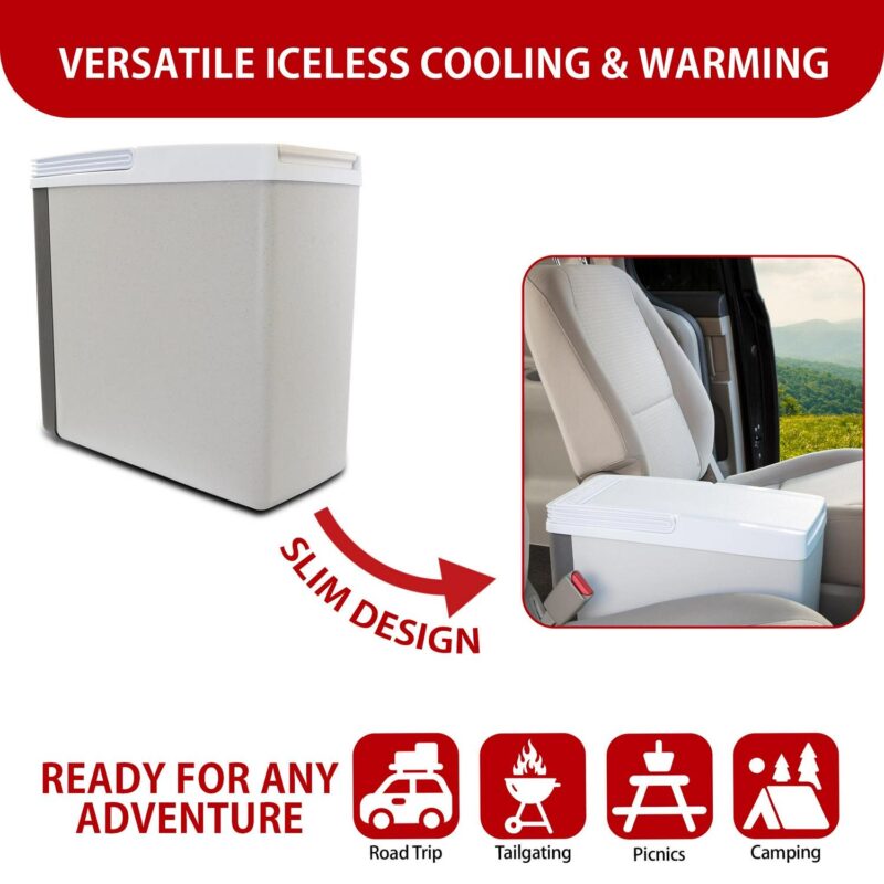 Koolatron 12V Electric Cooler/Warmer 17L (18 qt), Slim Design, Gray - Image 4