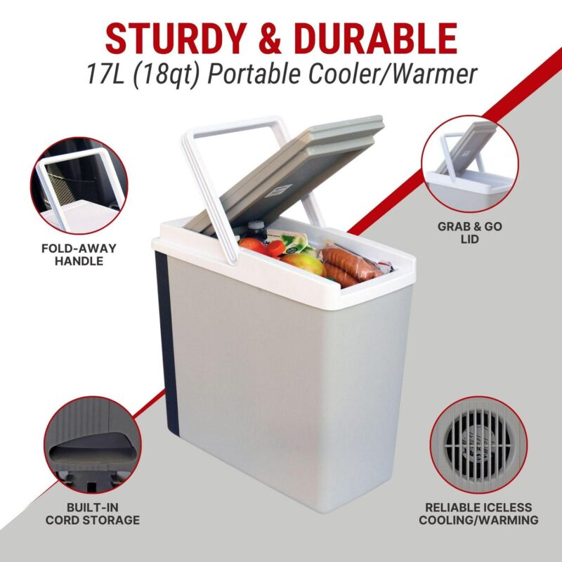 Koolatron 12V Electric Cooler/Warmer 17L (18 qt), Slim Design, Gray - Image 3