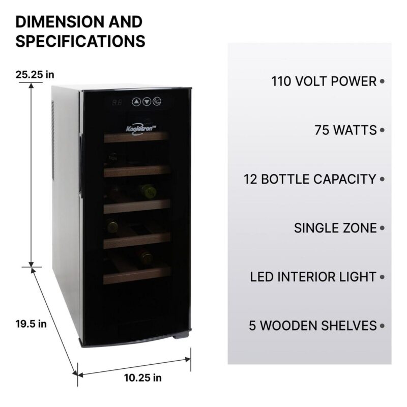 Koolatron 12 Bottle Wine Cooler Freestanding Wine Fridge - Image 10