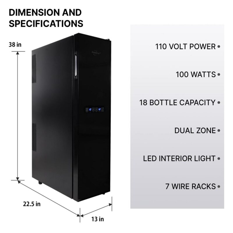 Koolatron 18 Bottle Slim Dual Zone Wine Cooler Freestanding Wine Fridge - Image 4