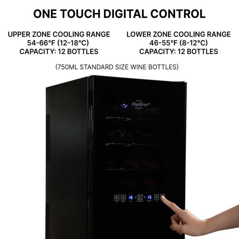Koolatron 24 Bottle Dual Zone Wine Cooler Freestanding Wine Fridge - Image 7