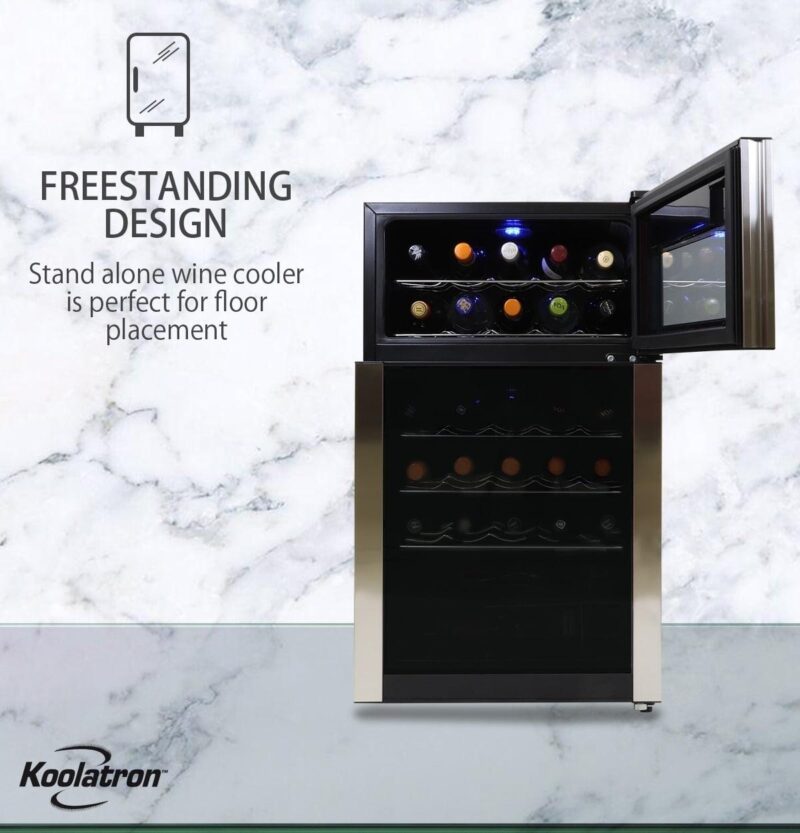 Koolatron 29 Bottle Dual Zone Wine Cooler Freestanding Wine Fridge - Image 9