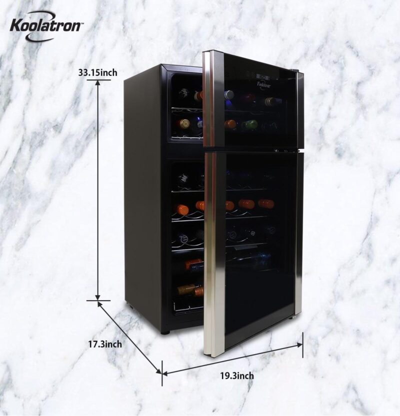 Koolatron 29 Bottle Dual Zone Wine Cooler Freestanding Wine Fridge - Image 4