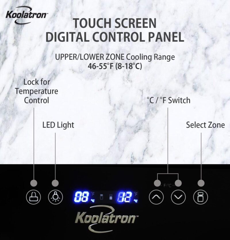 Koolatron 29 Bottle Dual Zone Wine Cooler Freestanding Wine Fridge - Image 5