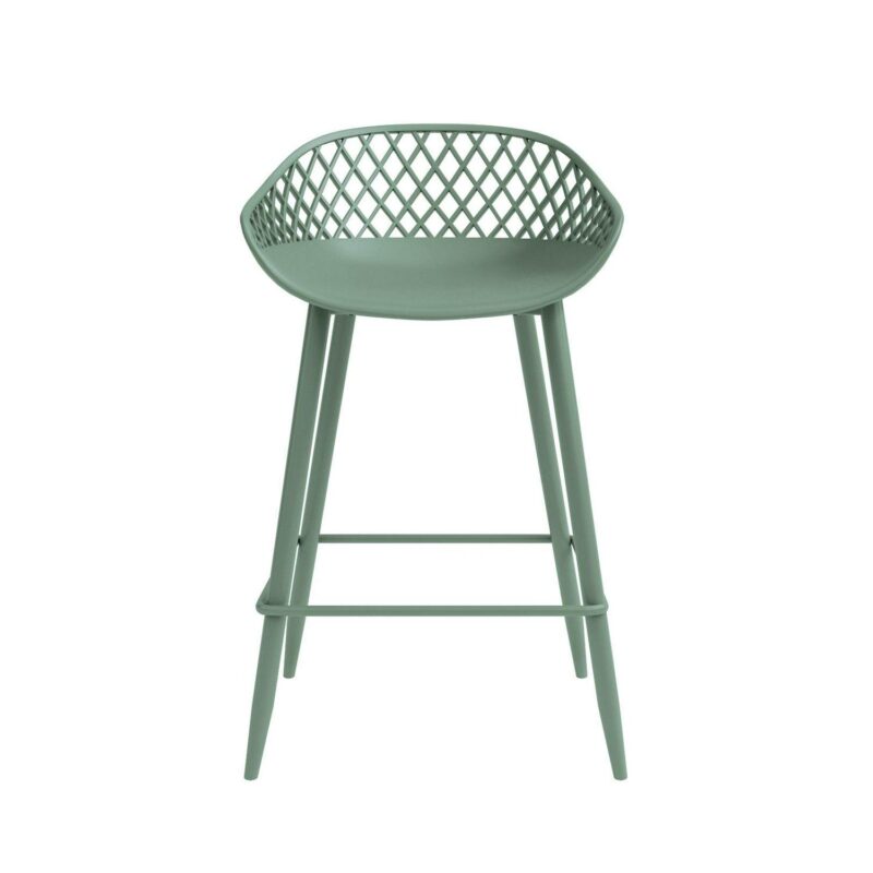 Kurv Indoor and Outdoor Counter Stool - Aloe Green - Set of 2 - Image 4