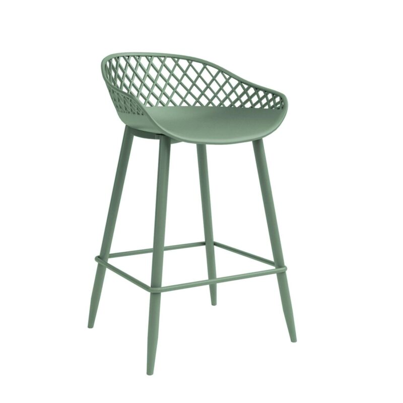 Kurv Indoor and Outdoor Counter Stool - Aloe Green - Set of 2 - Image 3
