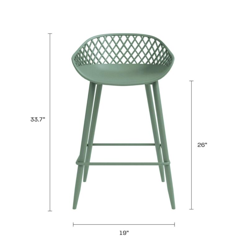 Kurv Indoor and Outdoor Counter Stool - Aloe Green - Set of 2 - Image 6