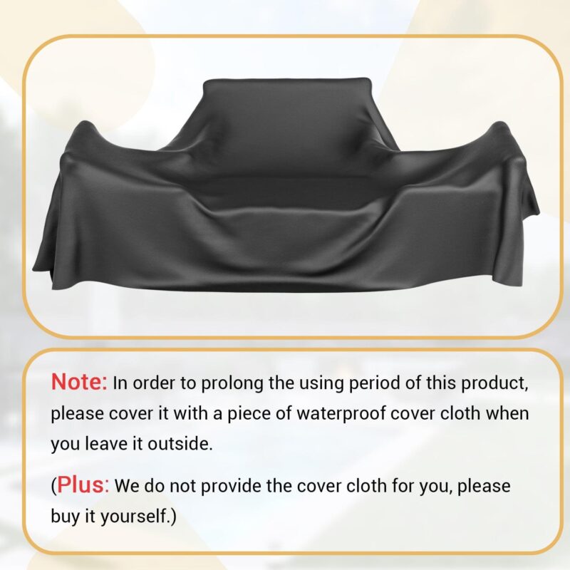 LACOO 4 Pieces Outdoor Furniture Set Patio Textilene Steel Conversation Set with Loveseat Tea Table for Lawn and Balcony, Black - Image 3
