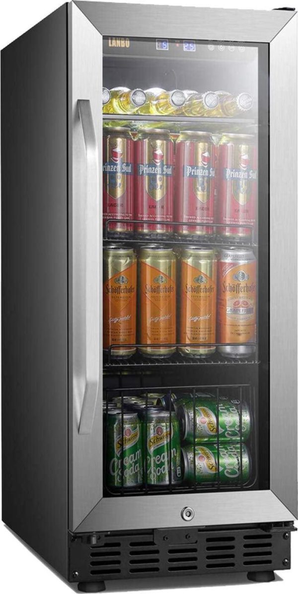 Lanbo 76 Cans Under Counter Compressor Beverage Cooler Refrigerator, 15 inch Width