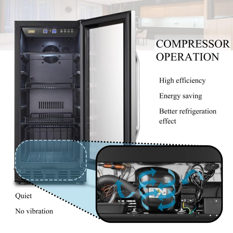 Lanbo 76 Cans Under Counter Compressor Beverage Cooler Refrigerator, 15 inch Width - Image 15