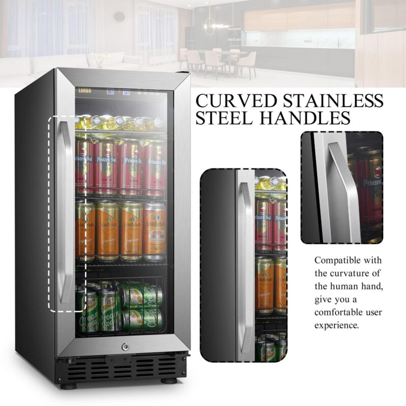 Lanbo 76 Cans Under Counter Compressor Beverage Cooler Refrigerator, 15 inch Width - Image 7