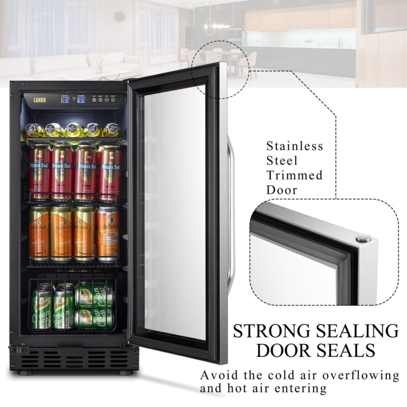 Lanbo 76 Cans Under Counter Compressor Beverage Cooler Refrigerator, 15 inch Width - Image 13