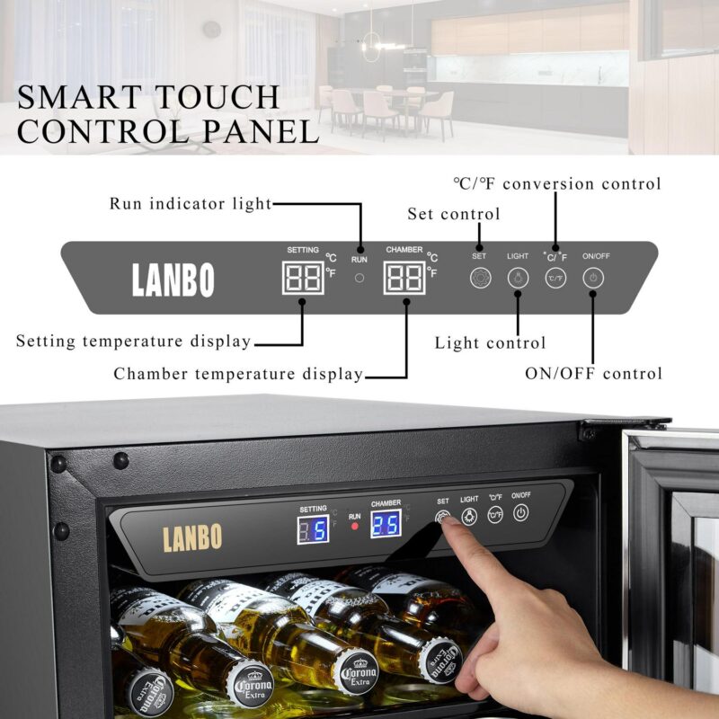 Lanbo 76 Cans Under Counter Compressor Beverage Cooler Refrigerator, 15 inch Width - Image 3