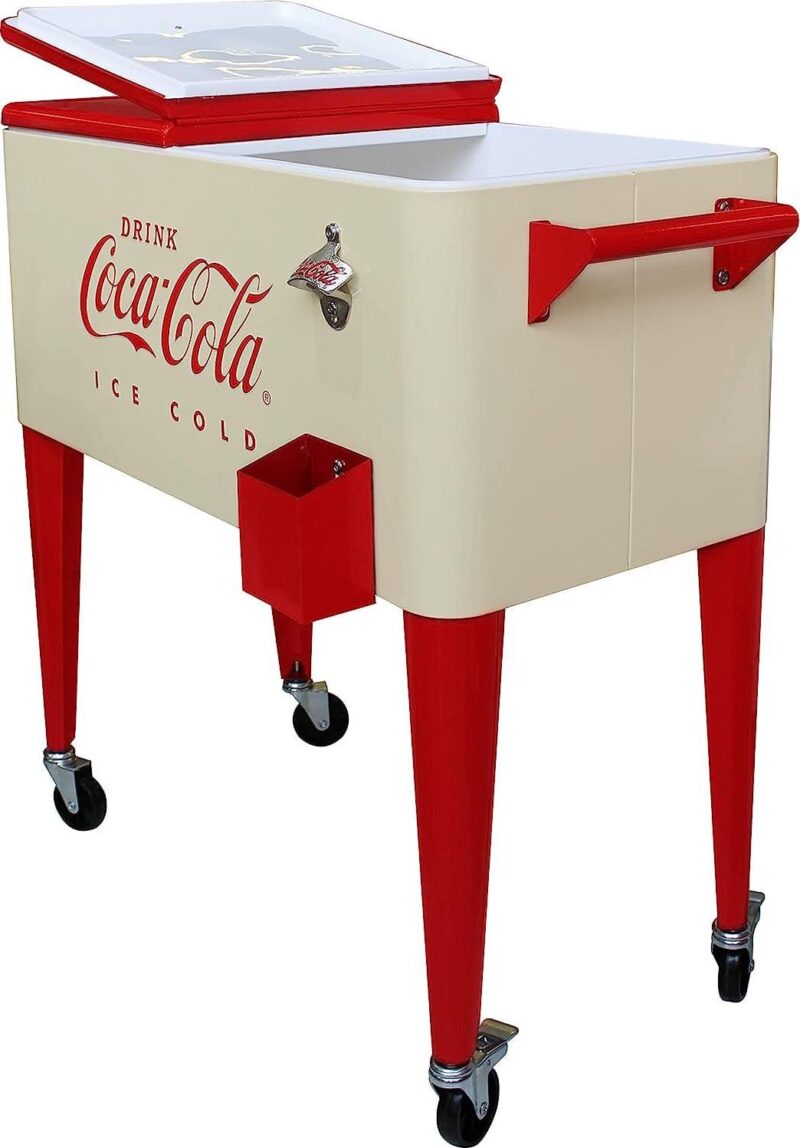 Leigh Country CP 98131 80 Qt. Coca-Cola Vanilla Embossed Metal Outdoor  Ice Cold  Cooler - Image 4