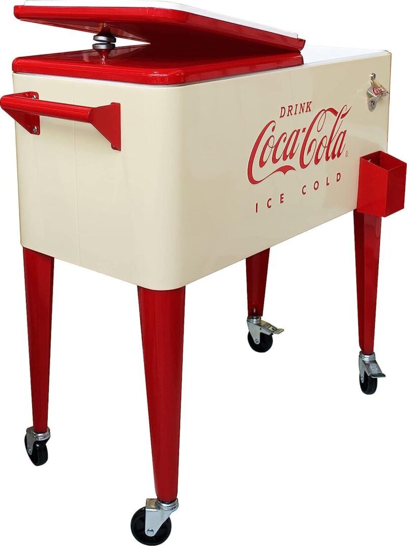 Leigh Country CP 98131 80 Qt. Coca-Cola Vanilla Embossed Metal Outdoor  Ice Cold  Cooler - Image 6