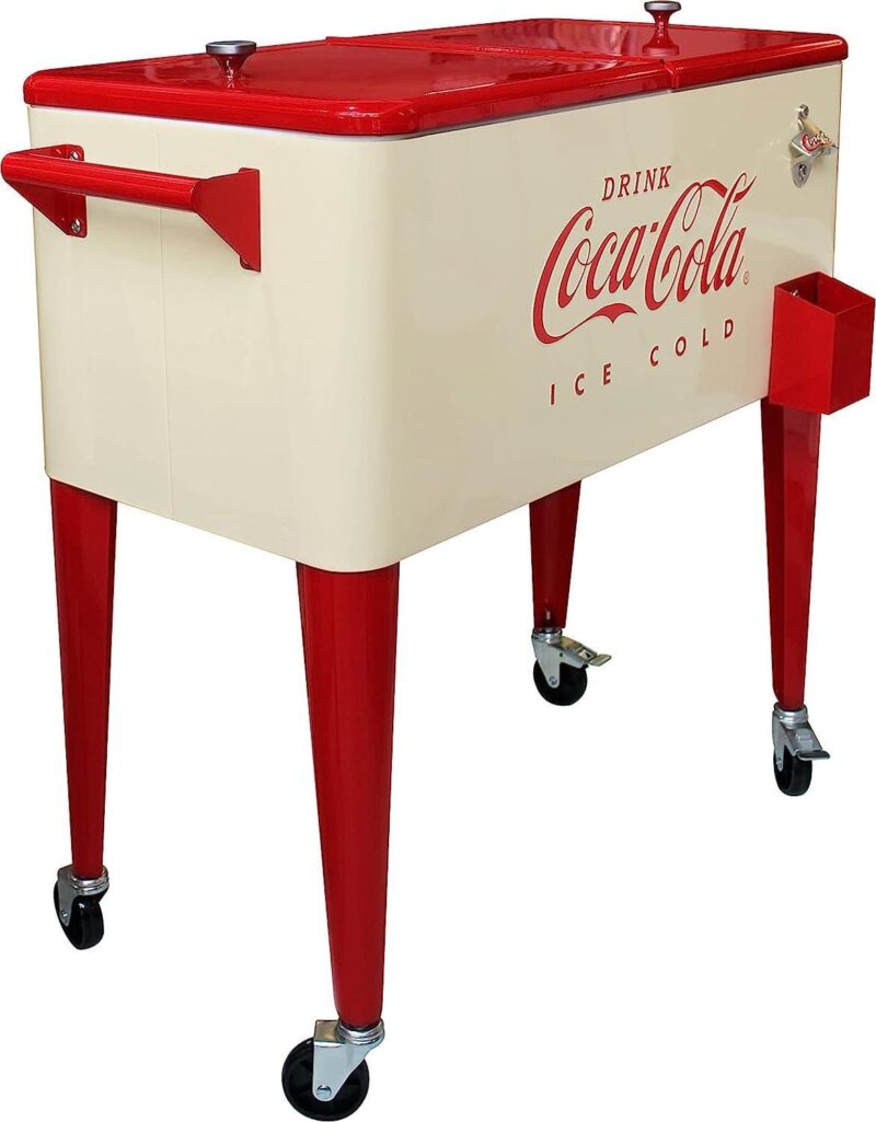 Leigh Country CP 98131 80 Qt. Coca-Cola Vanilla Embossed Metal Outdoor  Ice Cold  Cooler - Image 5