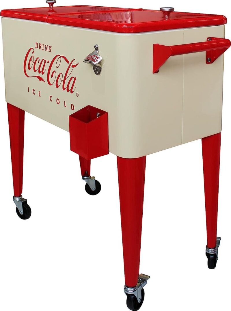 Leigh Country CP 98131 80 Qt. Coca-Cola Vanilla Embossed Metal Outdoor  Ice Cold  Cooler - Image 3