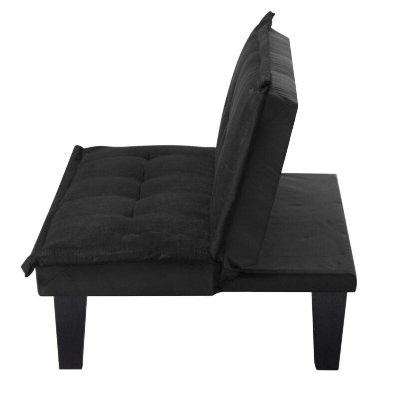 Leumius Modern Futon Sofa Bed, Faux Suede Convertible Futon Sofa Bed with 3 Adjustable Backrest Angles,Compact Design for Small Spaces,Black - Image 4
