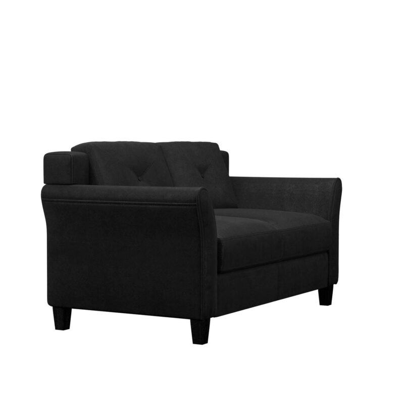Lifestyle Solutions Taryn Curved Arm Loveseat, Black Fabric - Image 5