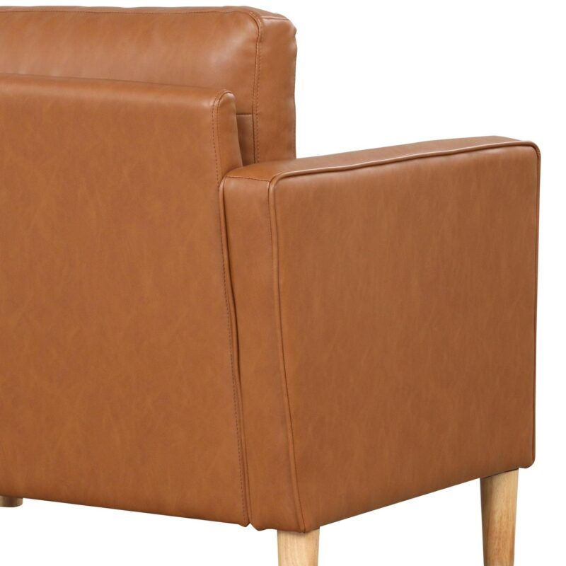 Lifestyle Solutions Lorelei Mid-Century Modern Sofa, Caramel Brown Faux Leather - Image 3