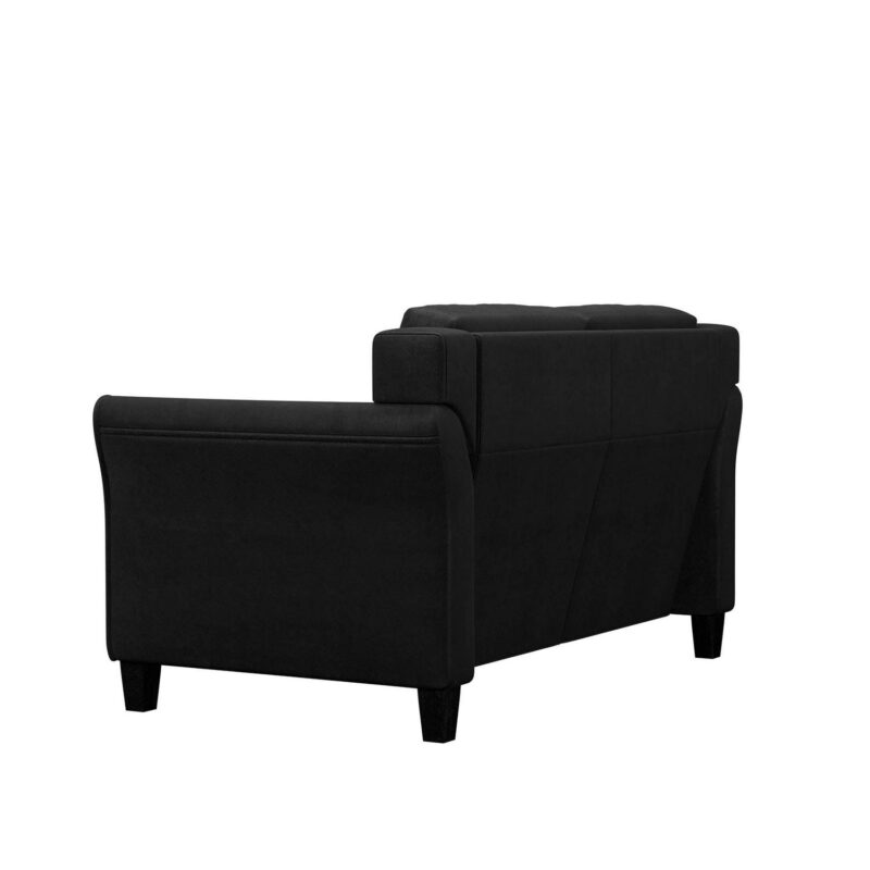 Lifestyle Solutions Taryn Curved Arm Loveseat, Black Fabric - Image 11