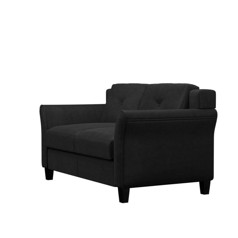 Lifestyle Solutions Taryn Curved Arm Loveseat, Black Fabric - Image 13