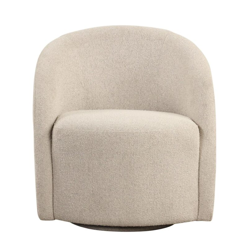 Lifestyle Solutions Briars Art Deco Style Swivel Accent Chair, Khaki Boucle Fabric - Image 2