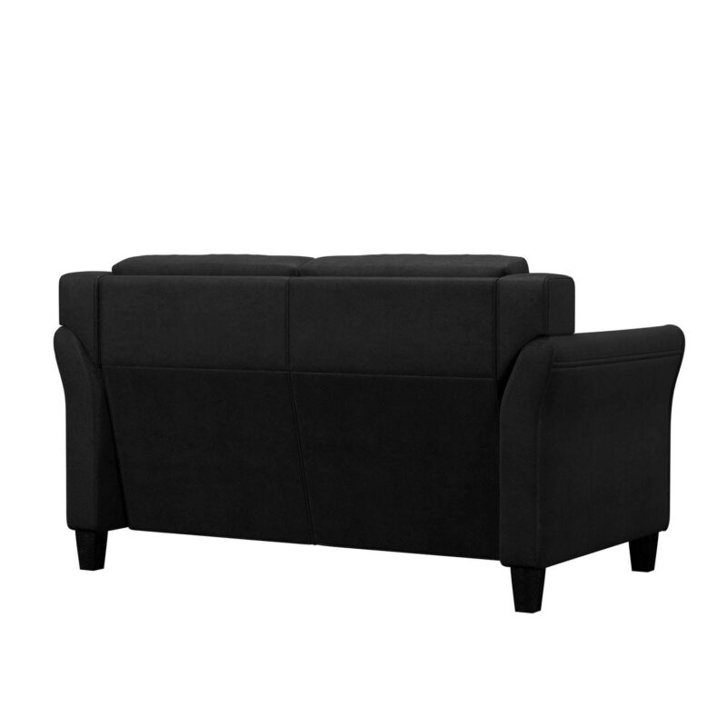 Lifestyle Solutions Taryn Curved Arm Loveseat, Black Fabric - Image 8