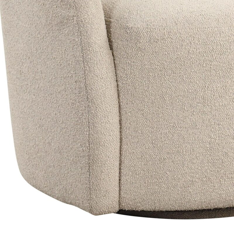 Lifestyle Solutions Briars Art Deco Style Swivel Accent Chair, Khaki Boucle Fabric - Image 3