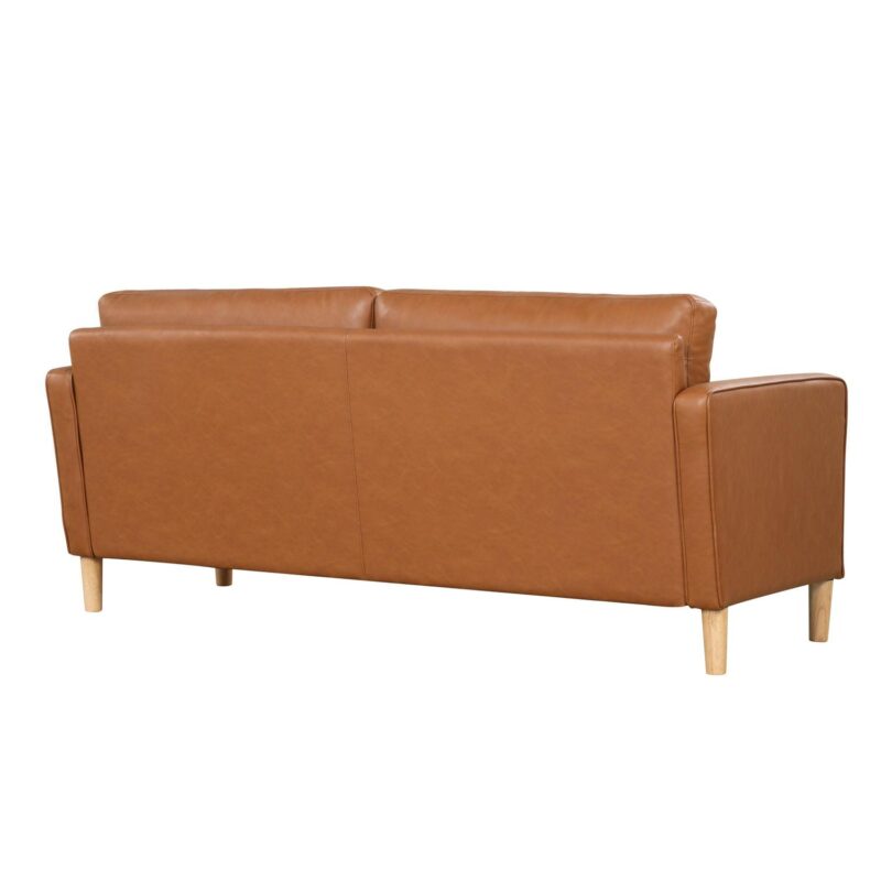 Lifestyle Solutions Lorelei Mid-Century Modern Sofa, Caramel Brown Faux Leather - Image 7