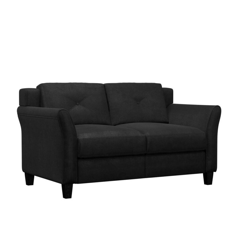 Lifestyle Solutions Taryn Curved Arm Loveseat, Black Fabric - Image 4