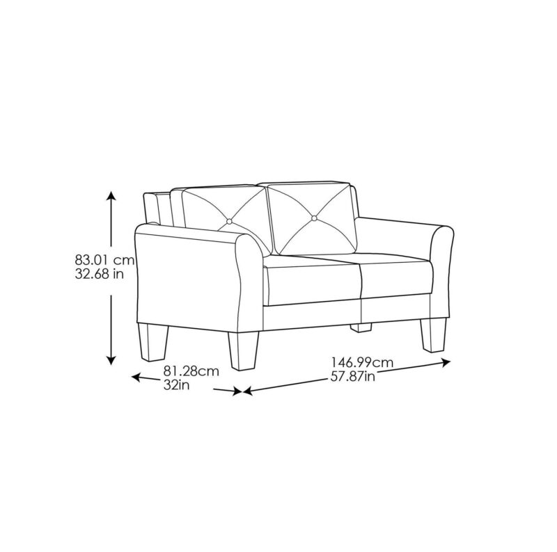 Lifestyle Solutions Taryn Curved Arm Loveseat, Black Fabric - Image 17