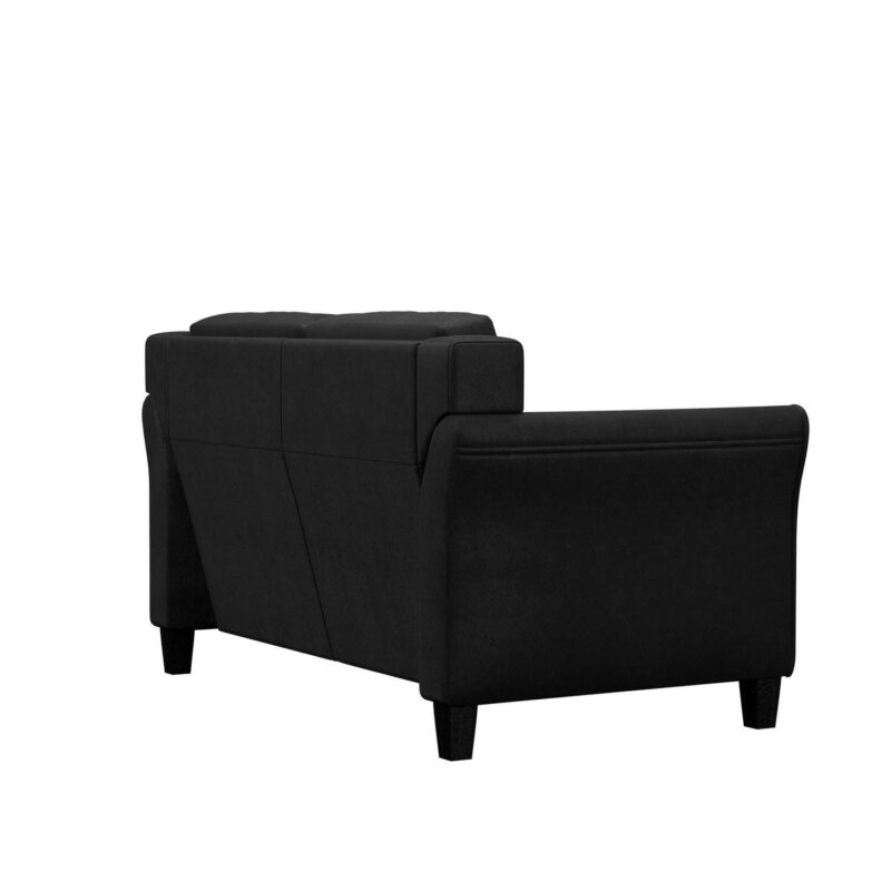 Lifestyle Solutions Taryn Curved Arm Loveseat, Black Fabric - Image 7