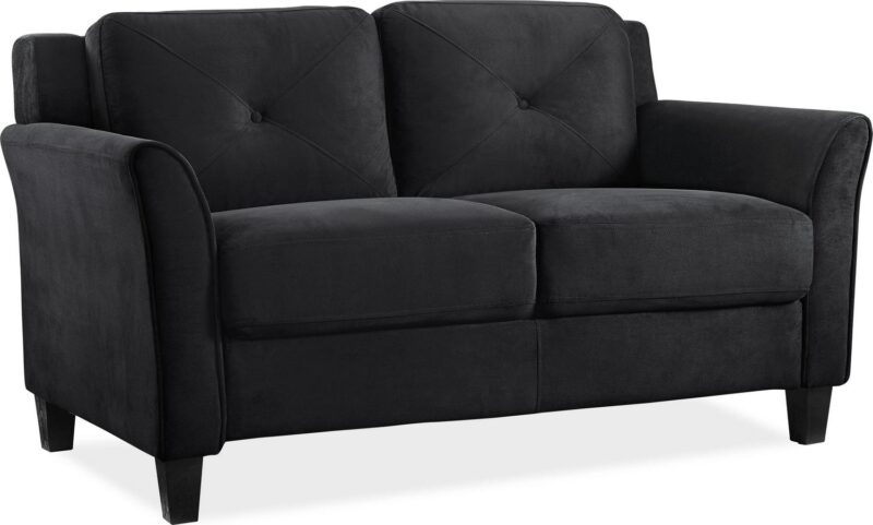 Lifestyle Solutions Taryn Curved Arm Loveseat, Black Fabric - Image 2